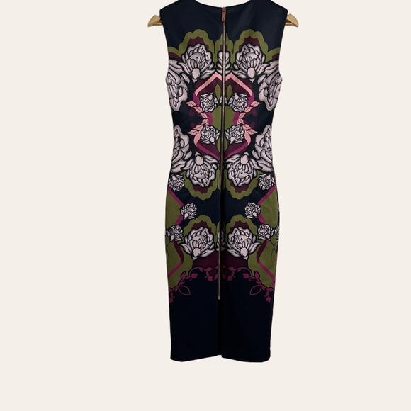 Ted Baker London Zyta Navy Blue Tapestry Floral Sleeveless Sheath Dress Sz 4 - Picture 5 of 9